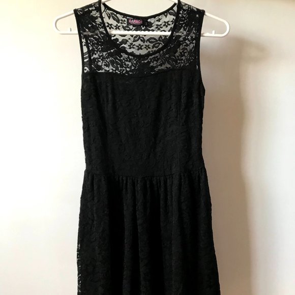 Garage Black Laced Sleeveless Mesh Dress with Black Coloured Inner Lining - Picture 1 of 3